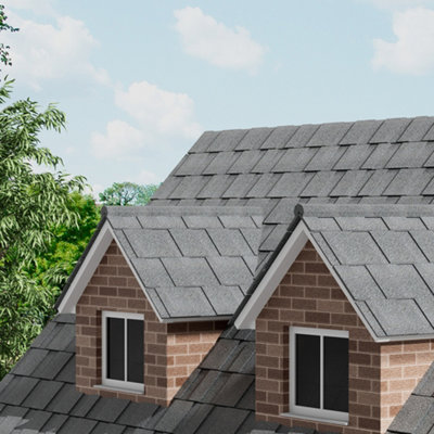 Gery Bitumen Roofing Tiles Laminated Asphalt Shingle 100cm x 33cm 14 Pcs/Pack