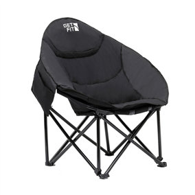 Get Fit Moon Camping Chair - Portable Outdoor Premium Folding Chair With Pocket Cup Holder & Carry Bag - Weight Capacity Of 130Kg