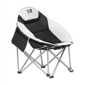 Get Fit Moon Camping Chair - Portable Outdoor Premium Folding Chair With Pocket Cup Holder & Carry Bag - Weight Capacity Of 130Kg