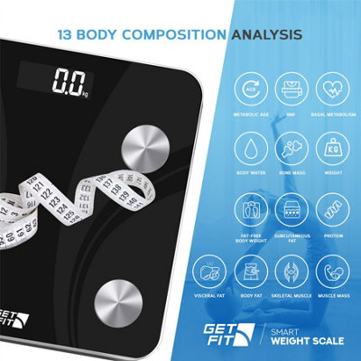 Get Fit Smart Bathroom Scales - Digital Body Weighing Scale - Connect ...