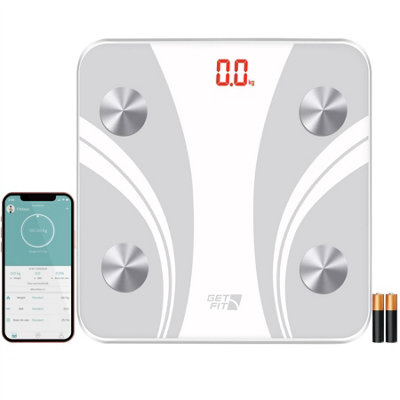 Get Fit Smart Bathroom Scales - Monitor Weight Loss Digital Body Weighing Scale - Connect To Ios / Android Via Bluetooth - White