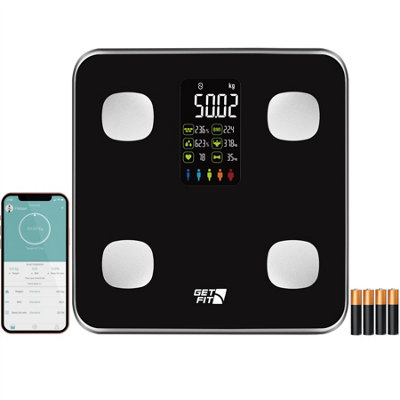 Get Fit Smart Body Fat Bathroom Scales - Digital Weighing Scales - 15 Body Composition Monitor BIA Technology - App Compatible