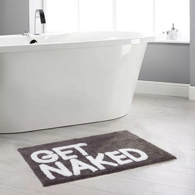 GET NAKED Grey Bathroom Mat, Absorbent & Stylish Bathroom Rug - L80cm x W50cm