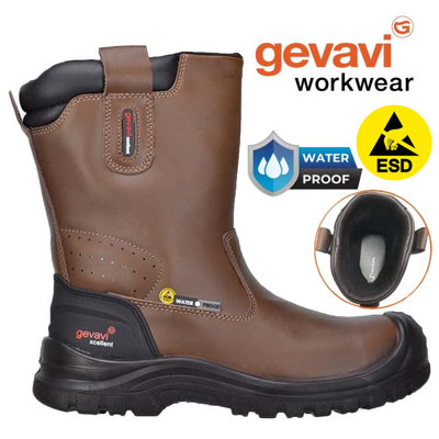 Gevavi Waterproof Metal Free Leather Rigger Boots S3 SRC Rated With A ESD Lining