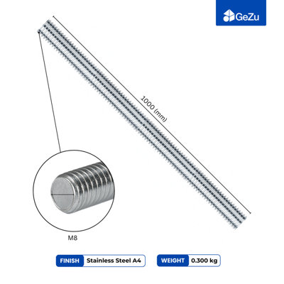 GeZu Impex M6 Threaded Rod 1000 mm Stainless Steel Fully Threaded Bar ...