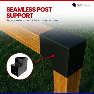 GeZu Impex Post Connector L 91x91 mm Black Powder Coated Pergola L ...