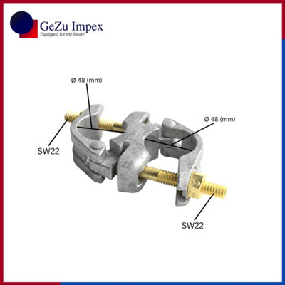 GeZu Impex Reinforcement Coupler 48 x 48 mm Hot Dip Galvanised Clamp ...