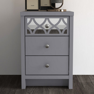 GFW Arianna 3 Drawer Bedside Table Cool Grey