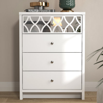 GFW Arianna 4 Drawer Chest with Mirror Cool Grey