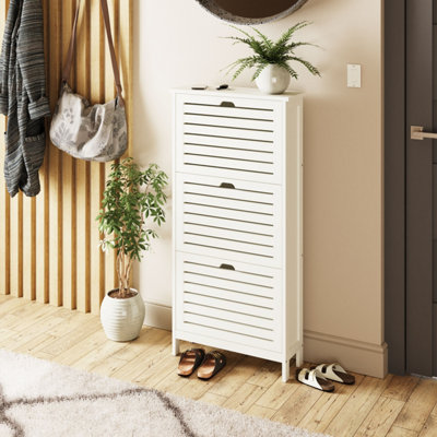 GFW Bergen Three Tier Shoe Cabinet White