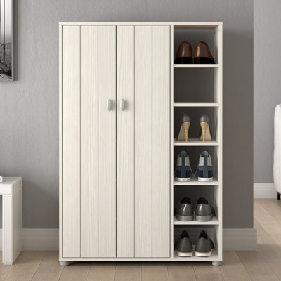 GFW Bideford Tall Shoe Cabinet White