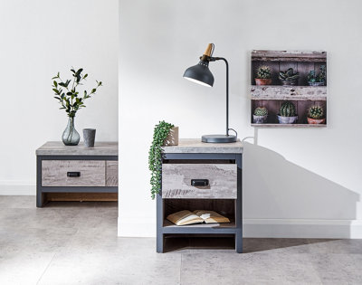 GFW Boston 1 Drawer Lamp Table Grey