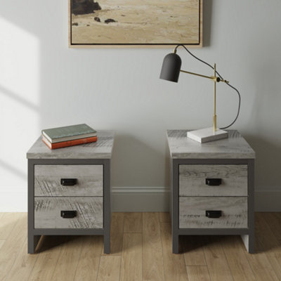 Pair of deals bedside tables grey