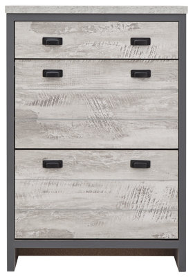 GFW Lancaster Grey and Oak 2 Door 1 Drawer Shoe Cabinet