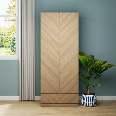 GFW Catania 2 Door 1 Drawer Wardrobe Euro Oak