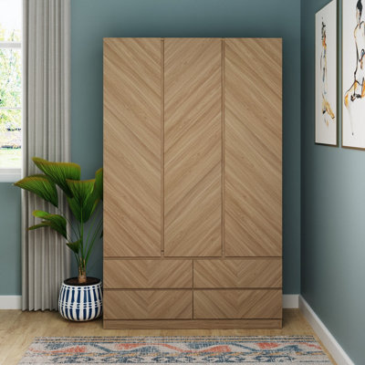 GFW Catania 3 Door 4 Drawer Wardrobe Euro Oak