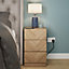GFW Catania Pair of 3 Drawer Bedside Tables Euro Oak