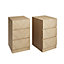 GFW Catania Pair of 3 Drawer Bedside Tables Euro Oak