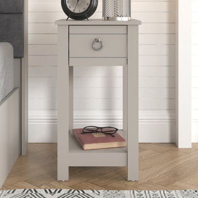 GFW Clovelly 1 Drawer Bedside Table Light Grey