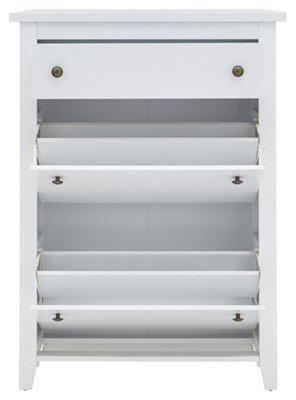 GFW Deluxe Two Tier Shoe Cabinet White