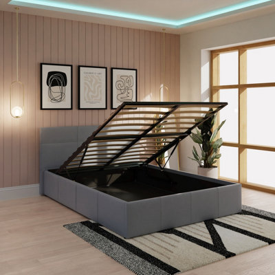 GFW End Lift Ottoman Bed 135cm Double Grey