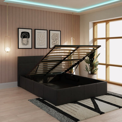 GFW End Lift Ottoman Bed 150cm King Size Black