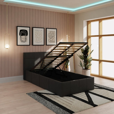 GFW End Lift Ottoman Bed 90cm Single Black