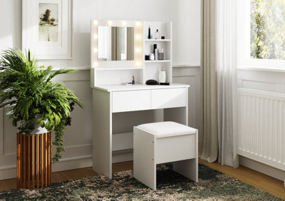 GFW Eva LED Dressing Table Set White