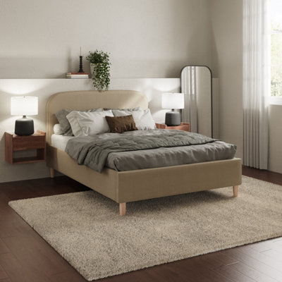 GFW Florence Boucle Ottoman Storage Bed 135cm Natural Mushroom