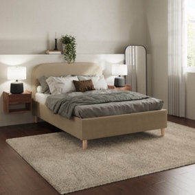 GFW Florence Boucle Ottoman Storage Bed 135cm  Natural Mushroom