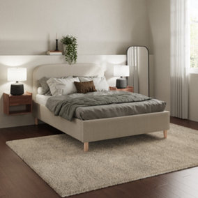 GFW Florence Boucle Ottoman Storage Bed 135cm  Natural Stone