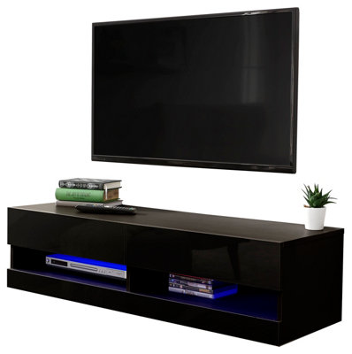 GFW Galicia 120cm Wall TV Unit with LED Black
