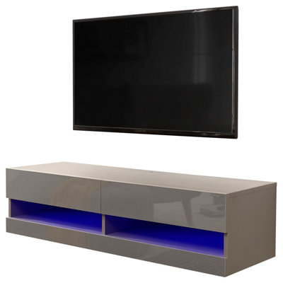 GFW Galicia 120cm Wall TV Unit with LED Grey