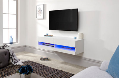 GFW Galicia 120cm Grey Wall TV Cabinet With LED Lighting