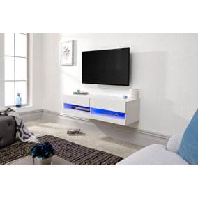 GFW Galicia 120cm Wall TV Unit with LED White