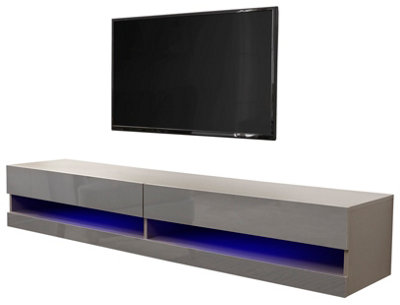 GFW Galicia 150cm Wall TV Unit with LED Grey
