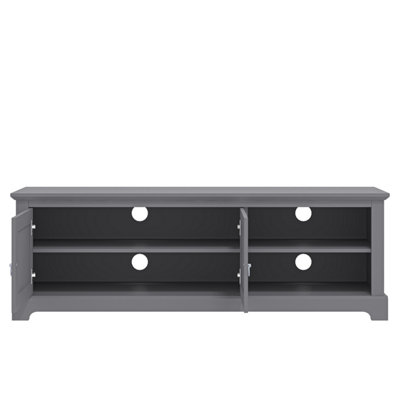 WE Furniture Mobile TV AZ60NOR2DSG – Grigio Ardesia – Stile Mid-Century, Vetro Temperato, Portata Fino A 68 Pollici