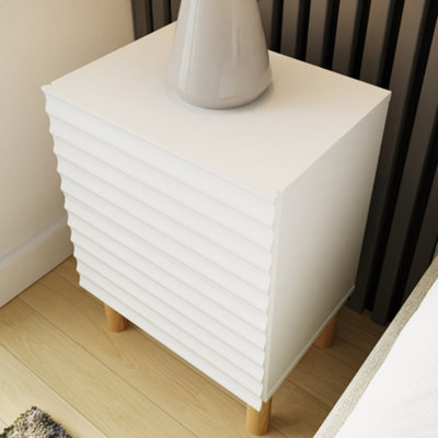 GFW Karla Ribbed 2 Drawer Bedside Table White