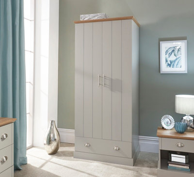 GFW Kendal 2 Door 1 Drawer Wardrobe Grey