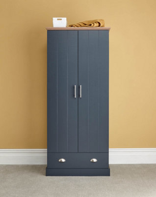 GFW Kendal 2 Door 1 Drawer Wardrobe Slate Blue