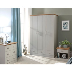 GFW Kendal 3 Door 3 Drawer Wardrobe Grey