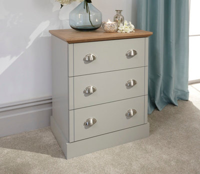 GFW Kendal 3 Drawer Chest Grey DIY at B&Q