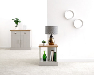 GFW Kendal Lamp Table with Shelf Grey