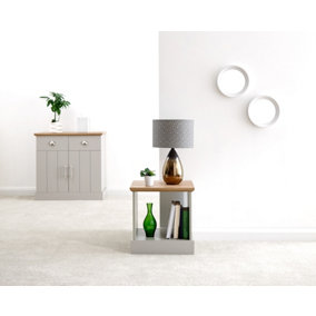 GFW Kendal Lamp Table with Shelf Grey