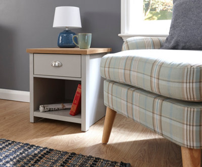 GFW Lancaster 1 Drawer Lamp Table Grey