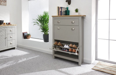 GFW Lancaster 2 Door 1 Drawer Shoe Cabinet Grey DIY at B Q