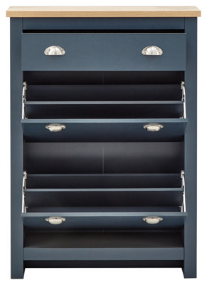 Navy blue store shoe cabinet