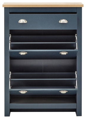 GFW Lancaster 2 Door 1 Drawer Shoe Cabinet Slate Blue