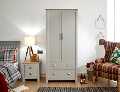 GFW Lancaster 2 Door 2 Drawer Wardrobe Grey