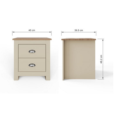 GFW Lancaster 2 Drawer Bedside Cream